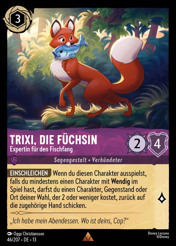 Trixi, die Füchsin - Expertin für den Fischfang — Disney Lorcana Charakter card from Attack of the Vine!