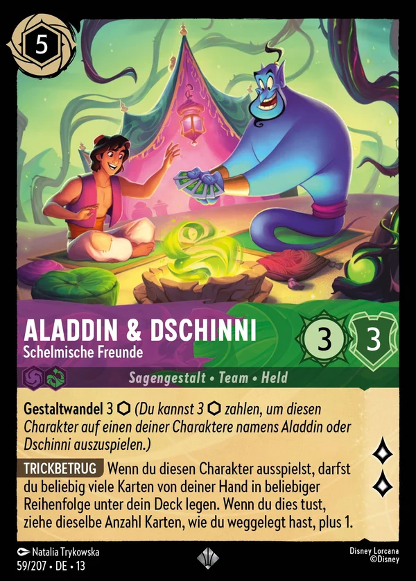 Aladdin & Dschinni - Schelmische Freunde — Disney Lorcana Charakter card from Attack of the Vine!