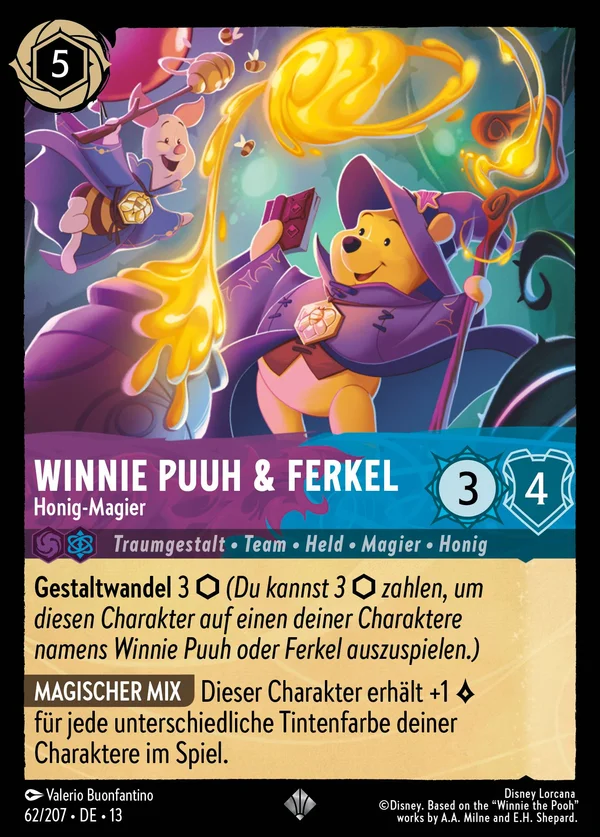 Winnie Puuh & Ferkel - Honig-Magier — Disney Lorcana Charakter card from Attack of the Vine!