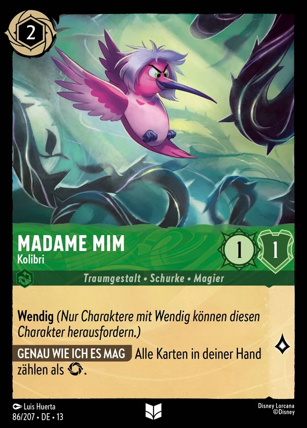 Madame Mim - Kolibri — Disney Lorcana Charakter card from Attack of the Vine!
