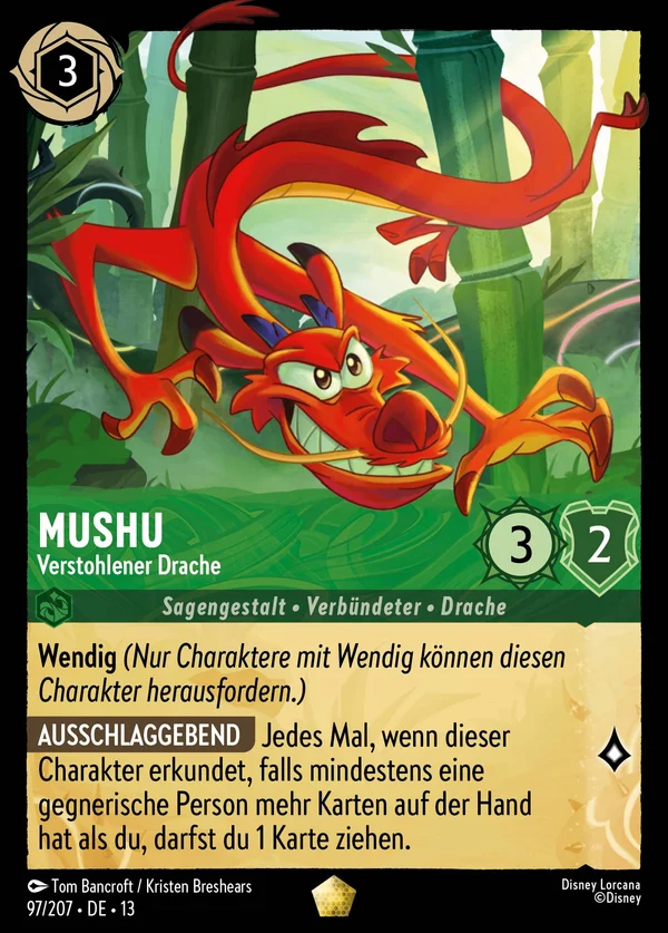 Mushu - Verstohlener Drache — Disney Lorcana Charakter card from Attack of the Vine!