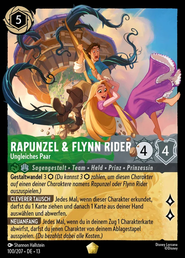 Rapunzel & Flynn Rider - Ungleiches Paar — Disney Lorcana Charakter card from Attack of the Vine!