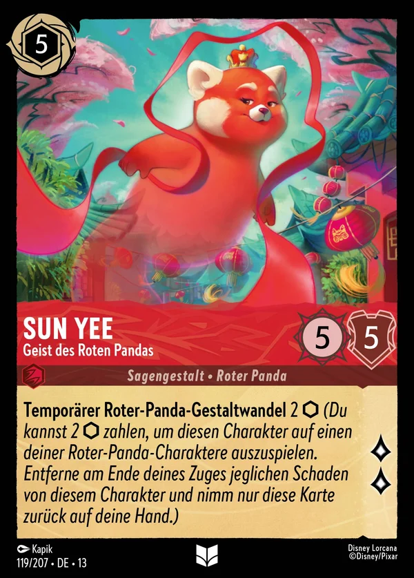 Sun Yee - Geist des Roten Pandas — Disney Lorcana Charakter card from Attack of the Vine!