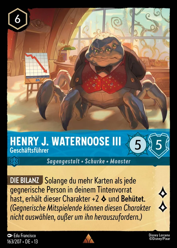 Henry J. Waternoose III - Geschäftsführer — Disney Lorcana Charakter card from Attack of the Vine!