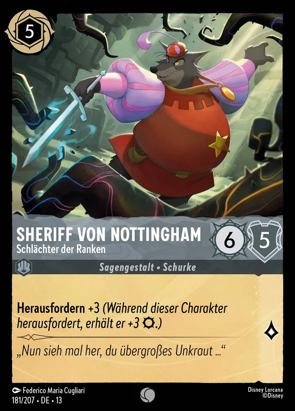 Sheriff von Nottingham - Schlächter der Ranken — Disney Lorcana Charakter card from Attack of the Vine!