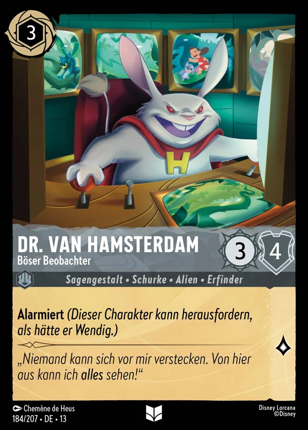Dr. Van Hamsterdam - Böser Beobachter — Disney Lorcana Charakter card from Attack of the Vine!