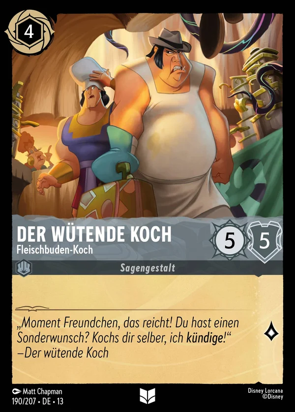 Der wütende Koch - Fleischbuden-Koch — Disney Lorcana Charakter card from Attack of the Vine!