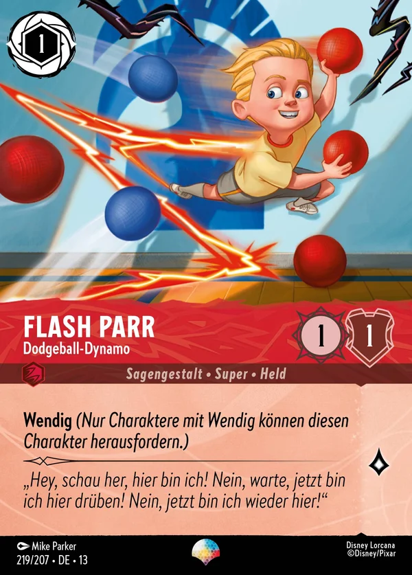 Flash Parr - Dodgeball-Dynamo — Disney Lorcana Charakter card from Attack of the Vine!