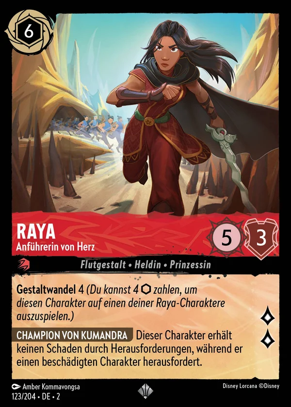 Raya - Anführerin von Herz — Disney Lorcana Charakter card from Rise of the Floodborn