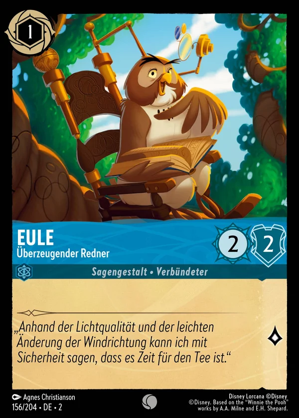 Eule - Überzeugender Redner — Disney Lorcana Charakter card from Rise of the Floodborn