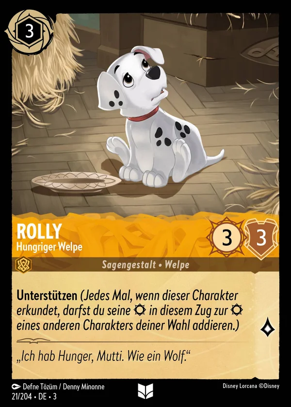 Rolly - Hungriger Welpe — Disney Lorcana Charakter card from Into the Inklands