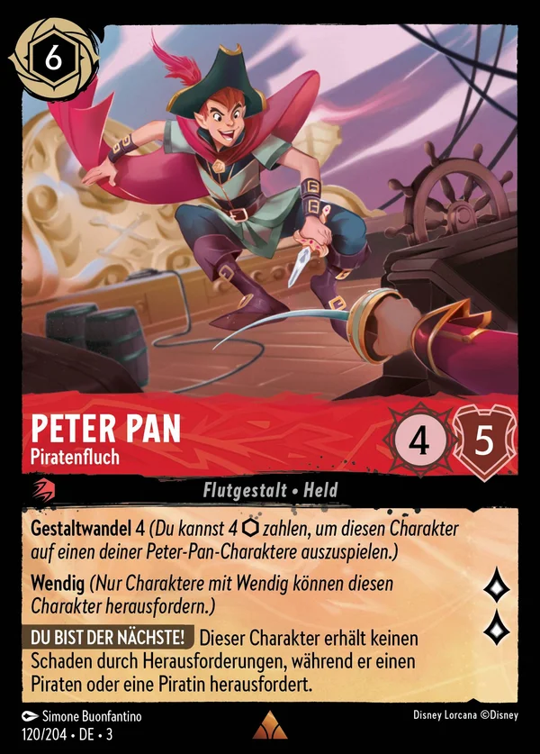 Peter Pan - Piratenfluch — Disney Lorcana Charakter card from Into the Inklands
