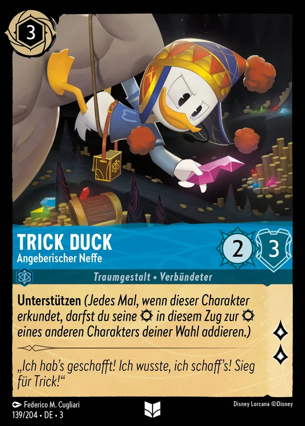Trick Duck - Angeberischer Neffe — Disney Lorcana Charakter card from Into the Inklands