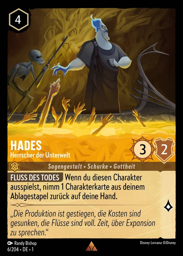Hades - Herrscher der Unterwelt — Disney Lorcana Charakter card from The First Chapter