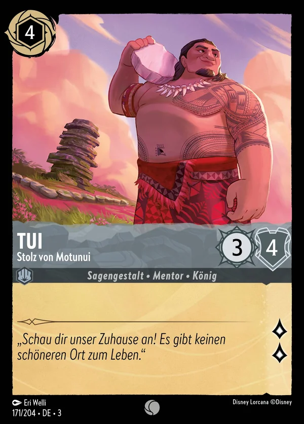 Tui - Stolz von Motunui — Disney Lorcana Charakter card from Into the Inklands