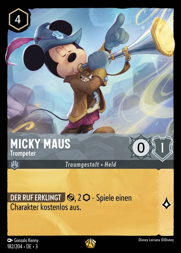 Micky Maus - Trompeter — Disney Lorcana Charakter card from Into the Inklands