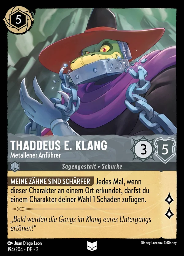 Thaddeus E. Klang - Metallener Anführer — Disney Lorcana Charakter card from Into the Inklands