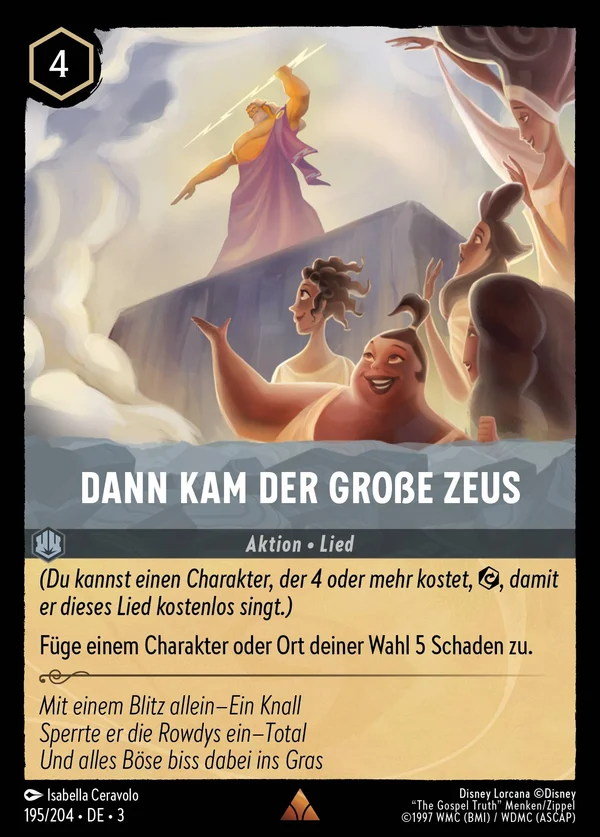 Dann kam der große Zeus — Disney Lorcana Aktion card from Into the Inklands