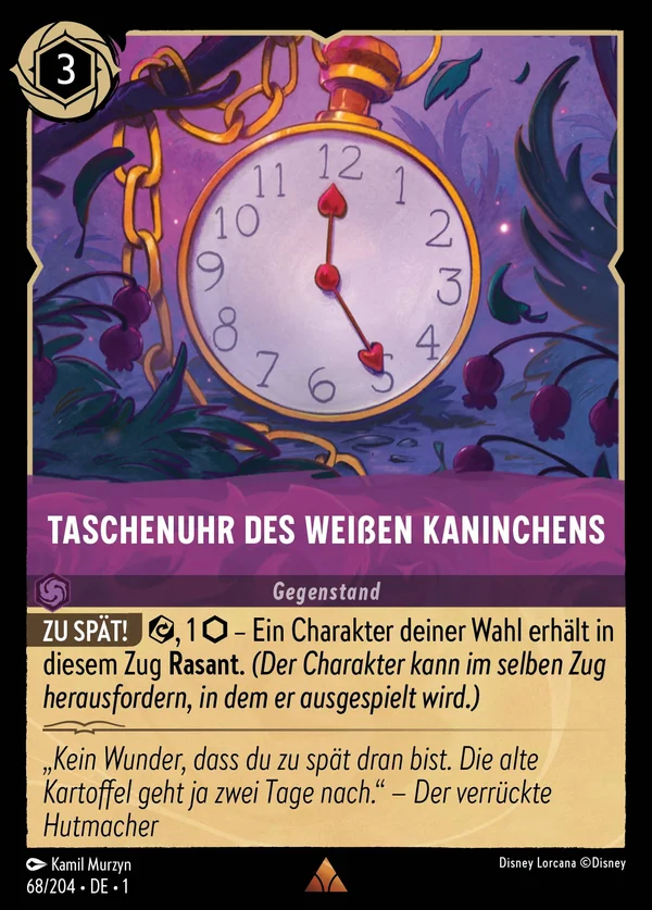 Taschenuhr des weißen Kaninchens — Disney Lorcana Gegenstand card from The First Chapter