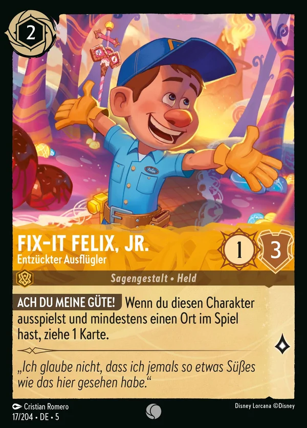 Fix-It Felix, Jr. - Entzückter Ausflügler — Disney Lorcana Charakter card from Shimmering Skies