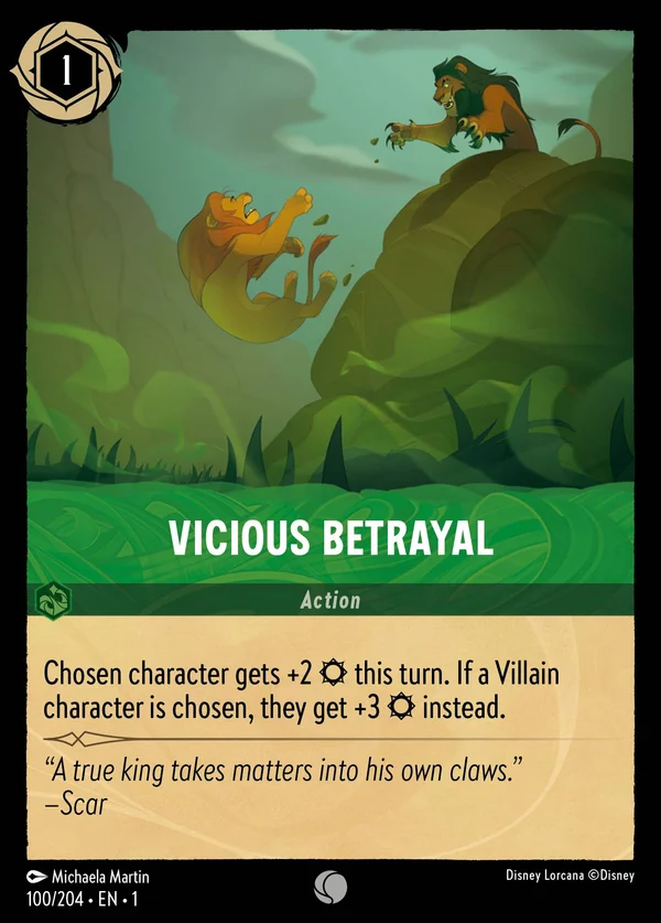 Vicious Betrayal — Disney Lorcana Action card from The First Chapter