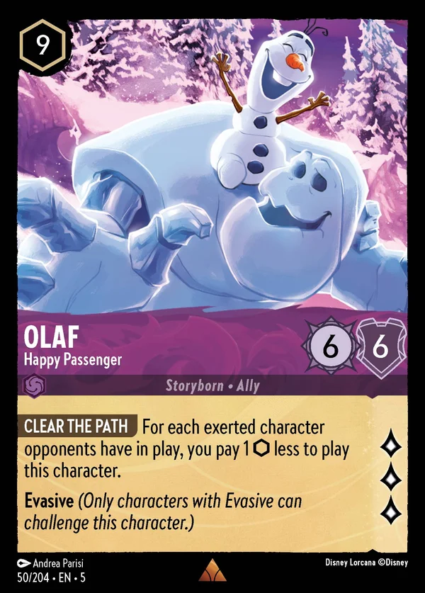 Olaf - Passeggero Felice — Disney Lorcana Personaggio card from Shimmering Skies