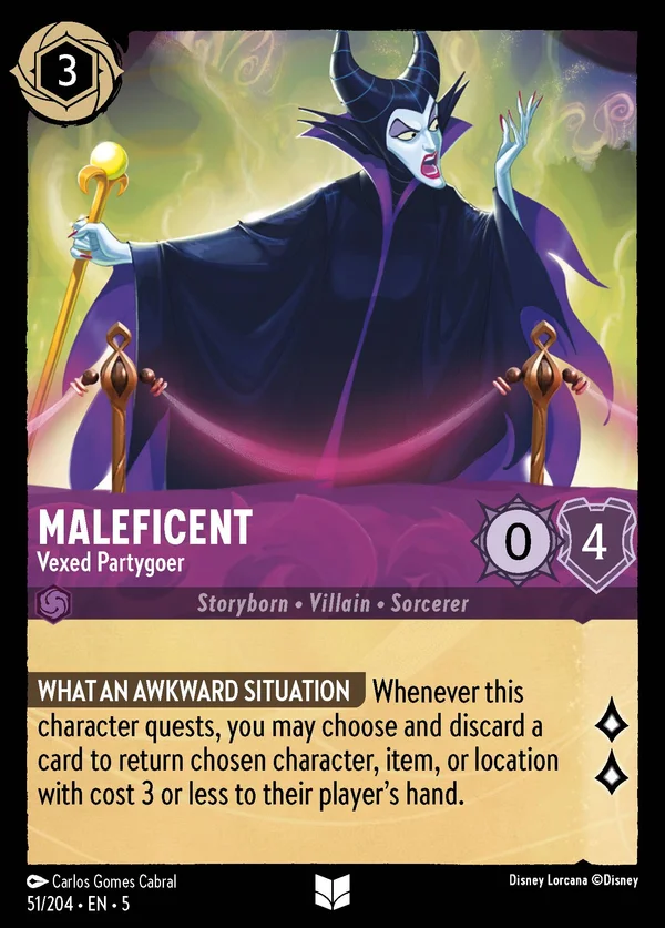 Malefica - Ospite Seccata — Disney Lorcana Personaggio card from Shimmering Skies