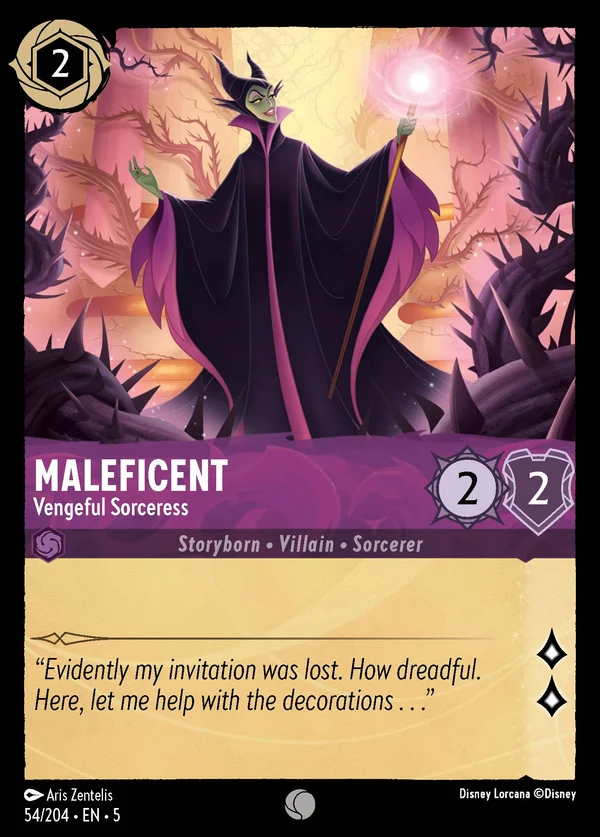 Malefica - Incantatrice Vendicativa — Disney Lorcana Personaggio card from Shimmering Skies
