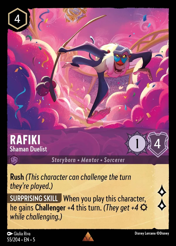Rafiki - Sciamano Duellante — Disney Lorcana Personaggio card from Shimmering Skies