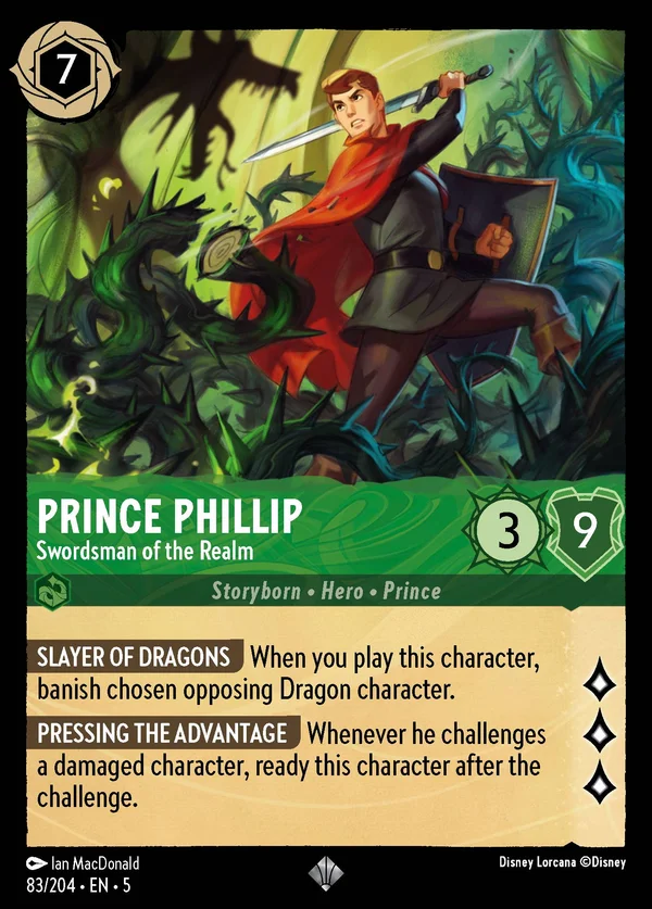 Principe Filippo - Spadaccino del Regno — Disney Lorcana Personaggio card from Shimmering Skies