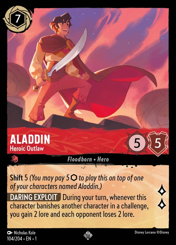 Aladdin - Heroic Outlaw — Disney Lorcana Character card from The First Chapter