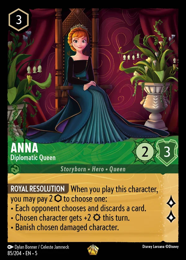 Anna - Regina Diplomatica — Disney Lorcana Personaggio card from Shimmering Skies