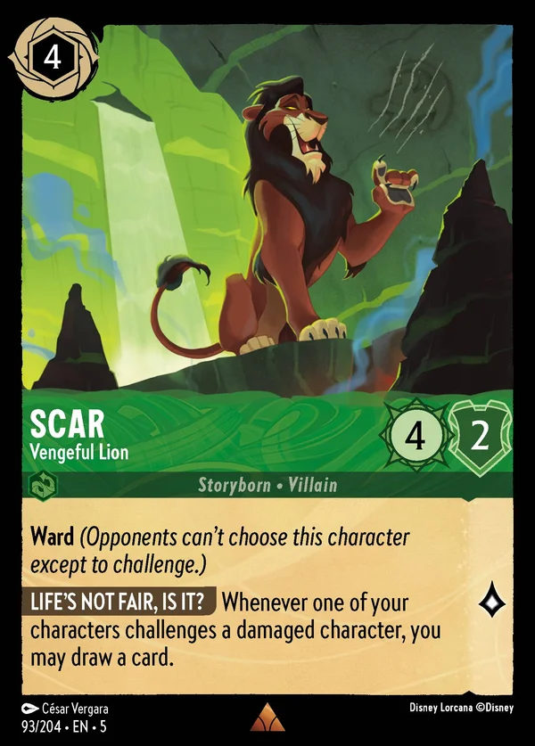 Scar - Leone Vendicativo — Disney Lorcana Personaggio card from Shimmering Skies