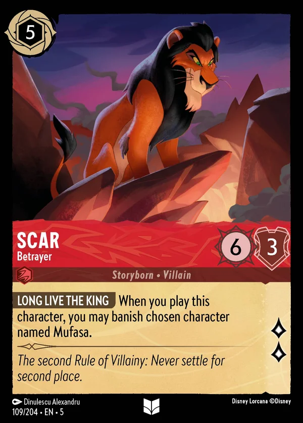 Scar - Traditore — Disney Lorcana Personaggio card from Shimmering Skies