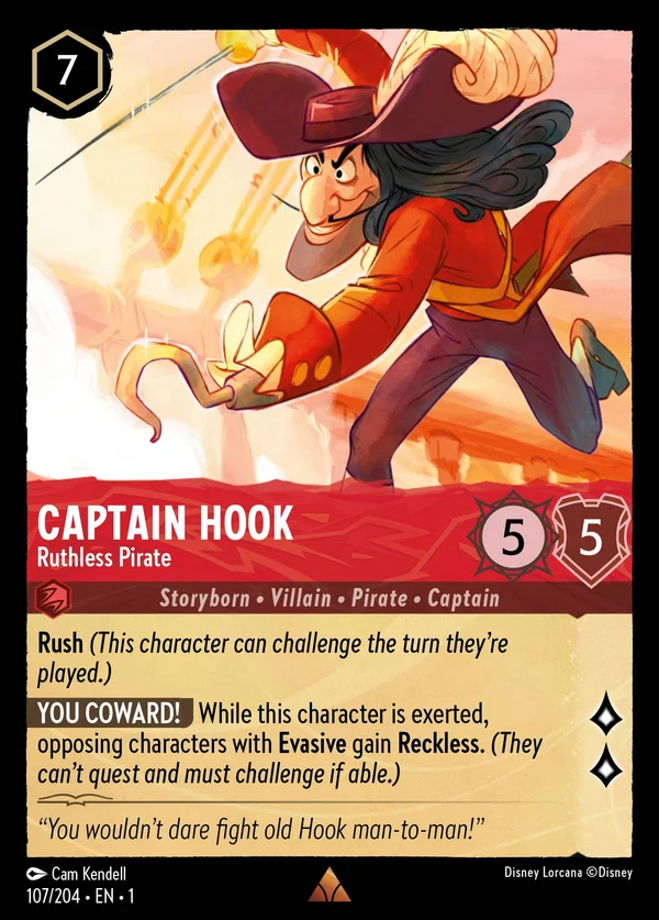 Captain Hook - Ruthless Pirate — Disney Lorcana Character card from The First Chapter