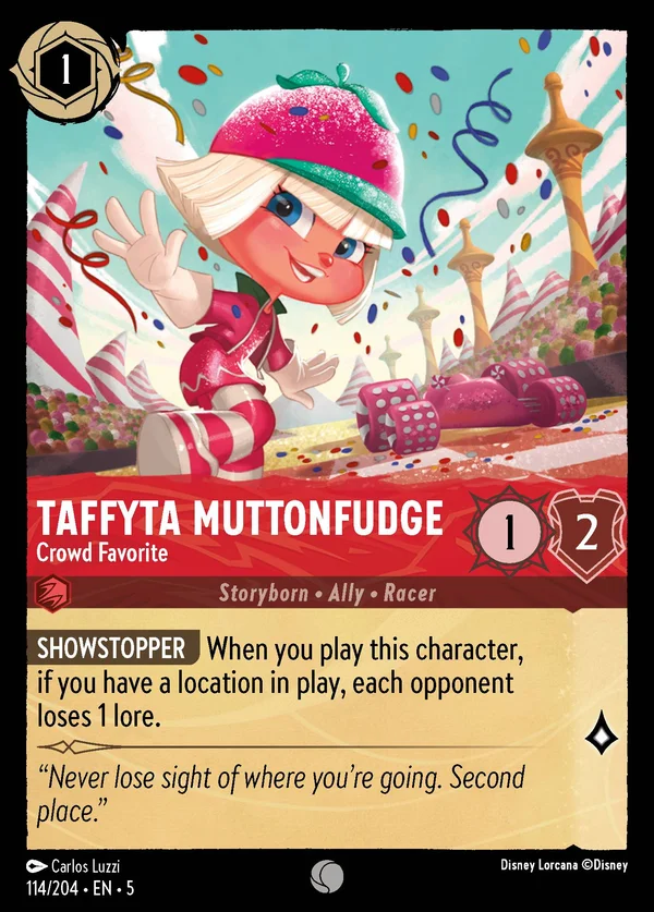 Taffyta Muttonfudge - Favorita della Folla — Disney Lorcana Personaggio card from Shimmering Skies