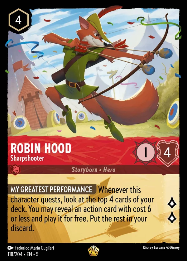 Robin Hood - Tiratore Scelto — Disney Lorcana Personaggio card from Shimmering Skies