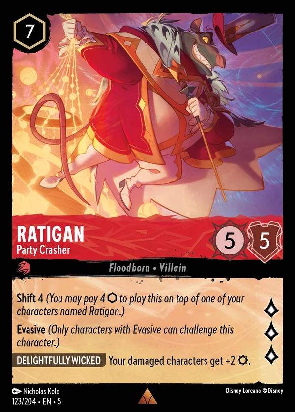 Rattigan - Guastafeste — Disney Lorcana Personaggio card from Shimmering Skies