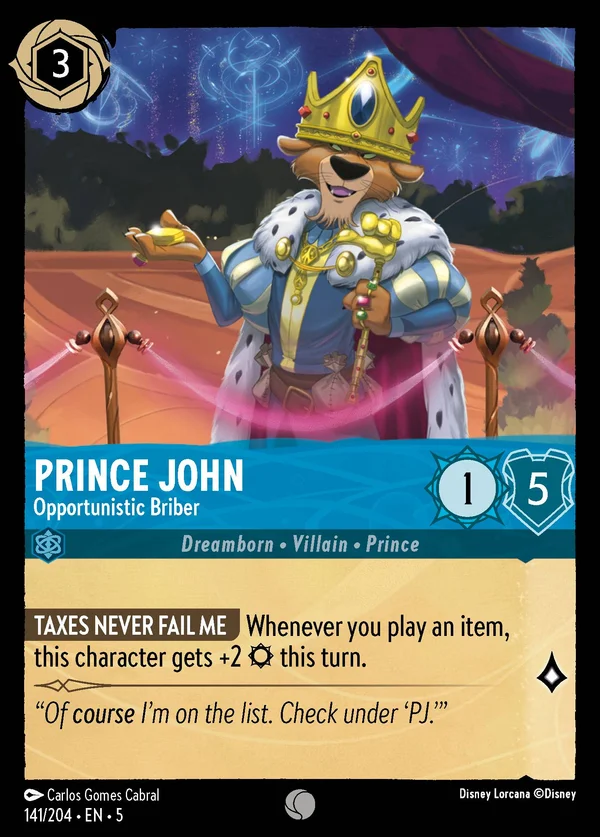 Principe Giovanni - Corruttore Opportunista — Disney Lorcana Personaggio card from Shimmering Skies