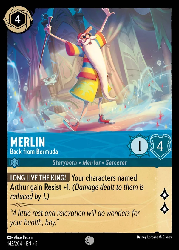 Merlino - Tornato da Honolulu — Disney Lorcana Personaggio card from Shimmering Skies