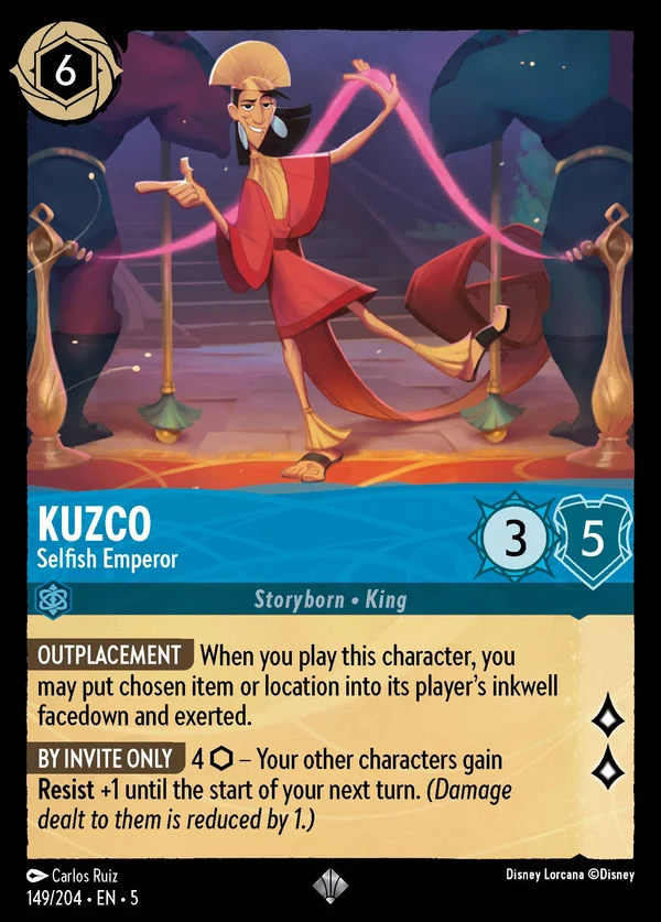 Kuzco - Imperatore Egoista — Disney Lorcana Personaggio card from Shimmering Skies
