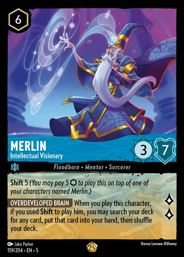 Merlino - Intellettuale Visionario — Disney Lorcana Personaggio card from Shimmering Skies