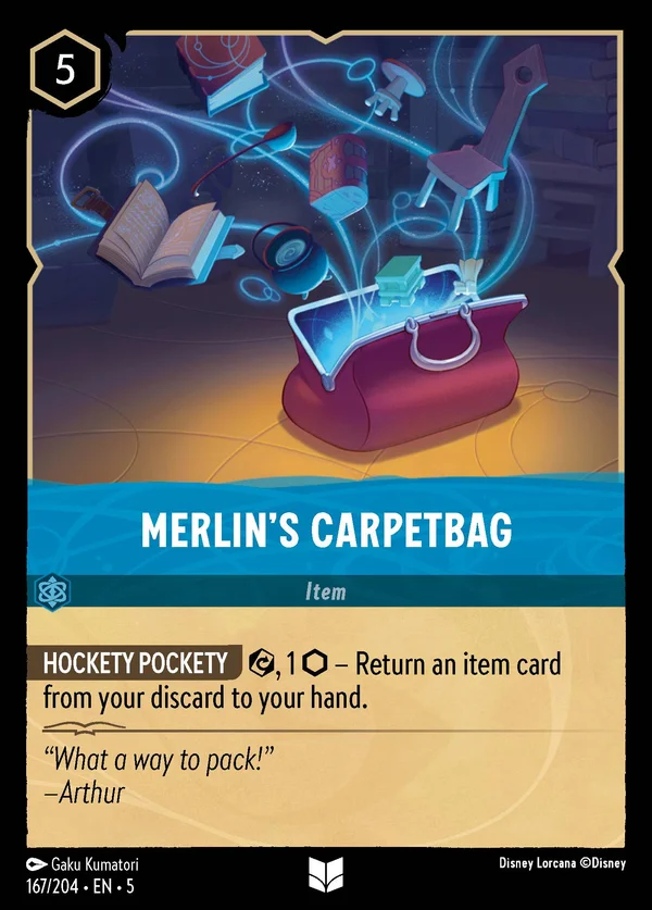 Borsa da Viaggio di Merlino — Disney Lorcana Oggetto card from Shimmering Skies