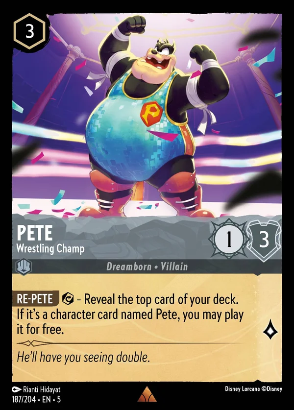 Gambadilegno - Campione di Wrestling — Disney Lorcana Personaggio card from Shimmering Skies