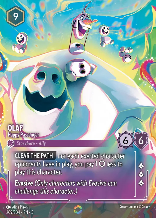 Olaf - Passeggero Felice — Disney Lorcana Personaggio card from Shimmering Skies