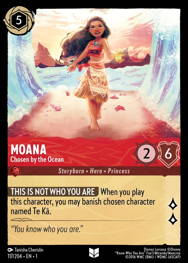 Moana - Chosen by the Ocean — Disney Lorcana Character card from The First Chapter