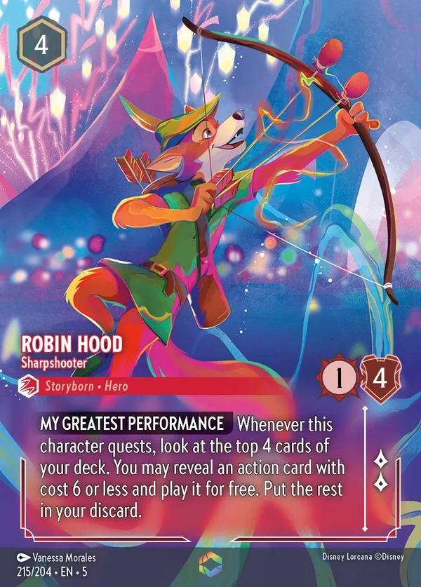 Robin Hood - Tiratore Scelto — Disney Lorcana Personaggio card from Shimmering Skies