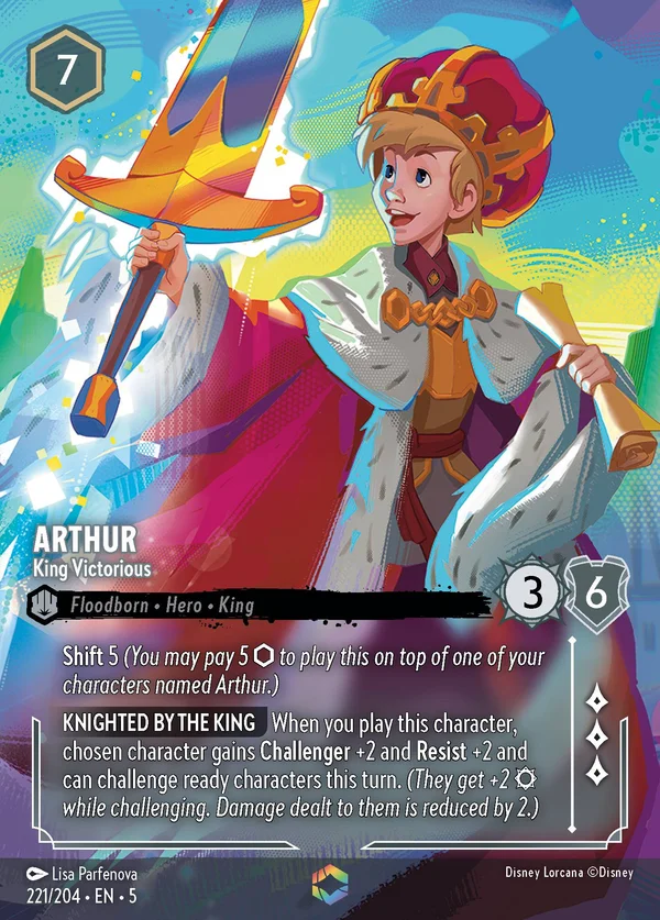 Artù - Re Vittorioso — Disney Lorcana Personaggio card from Shimmering Skies