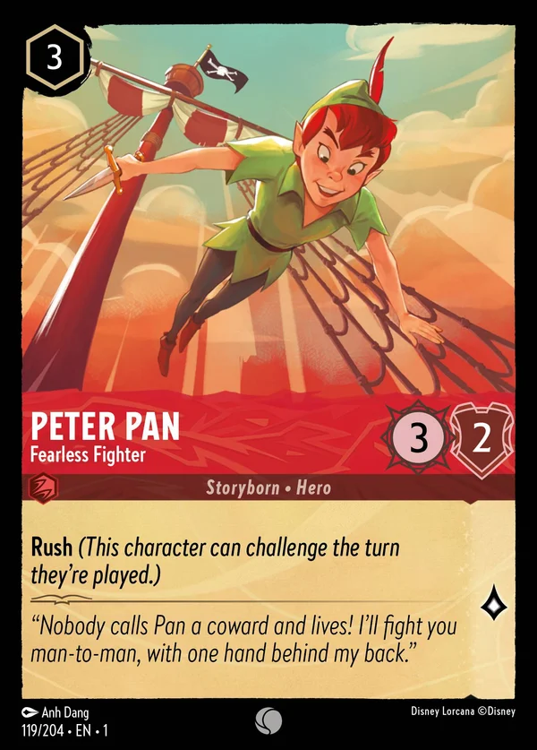 Peter Pan - Fearless Fighter — Disney Lorcana Character card from The First Chapter