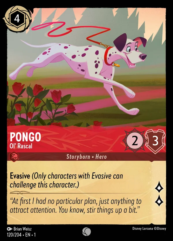Pongo - Ol' Rascal — Disney Lorcana Character card from The First Chapter